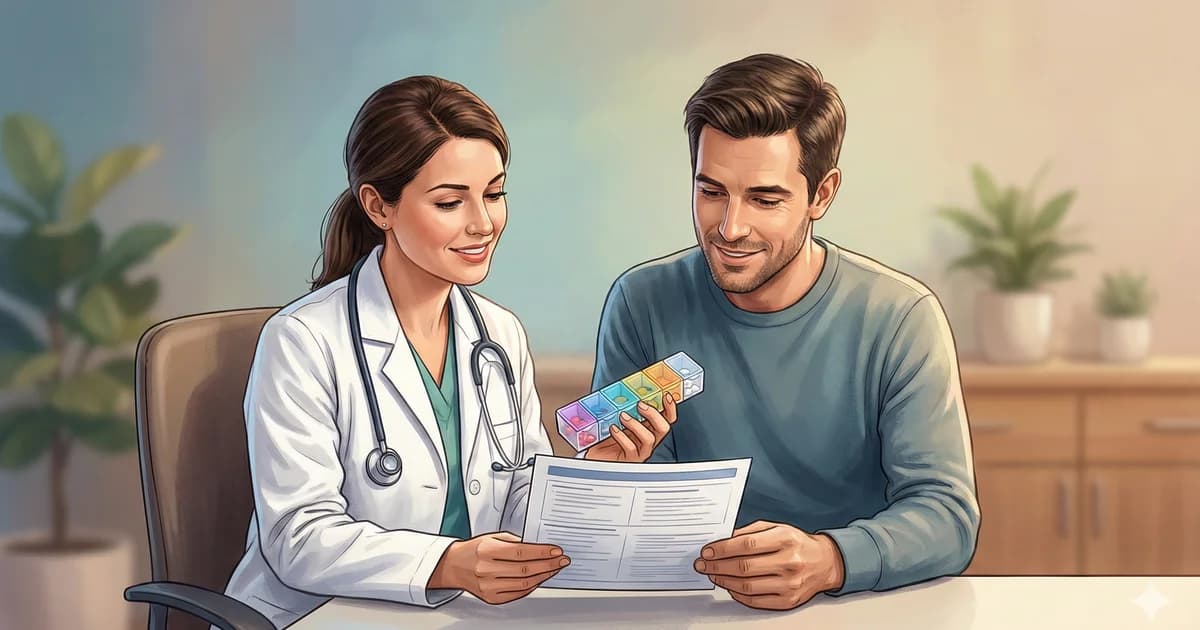 Médecin montrant un plan de traitement à un patient