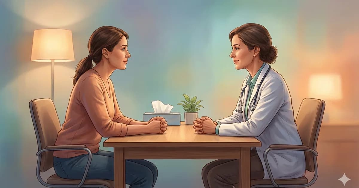 Médecin et patient en consultation dans un cadre bienveillant et chaleureux